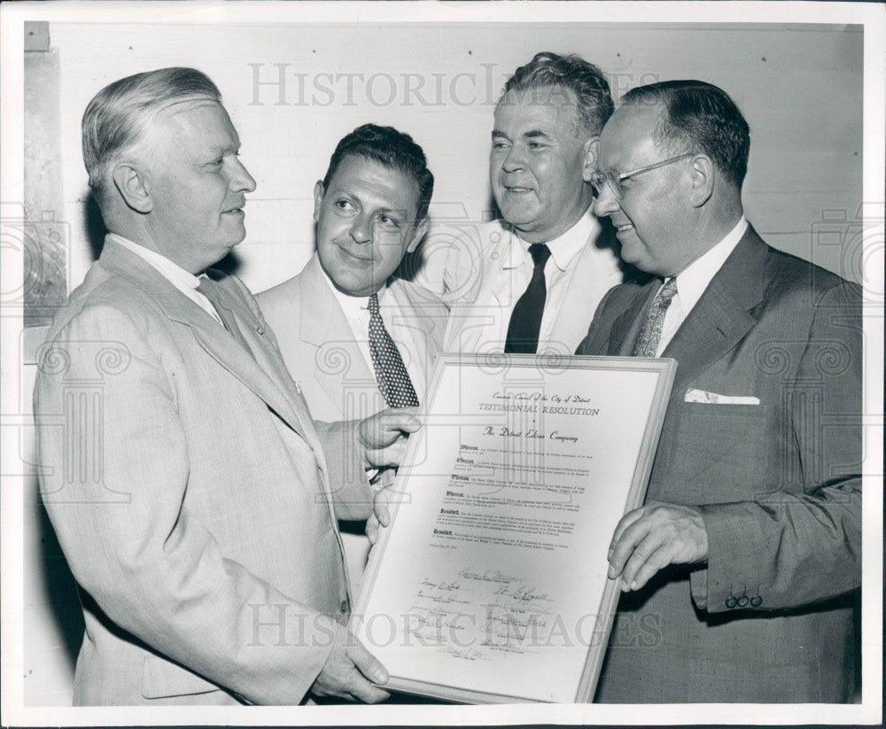 1953 Detroit Mayor Miriani &amp; Walker Cisler Press Photo - Historic Images