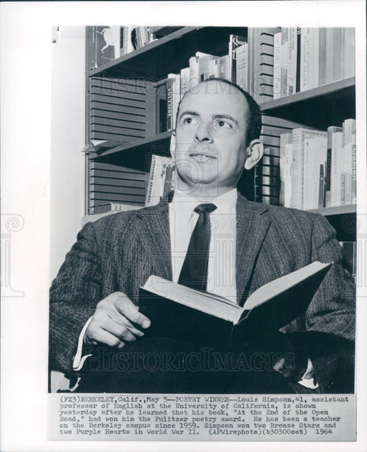 1964 Pulitzer Prize Poet Louis Simpson Press Photo - Historic Images
