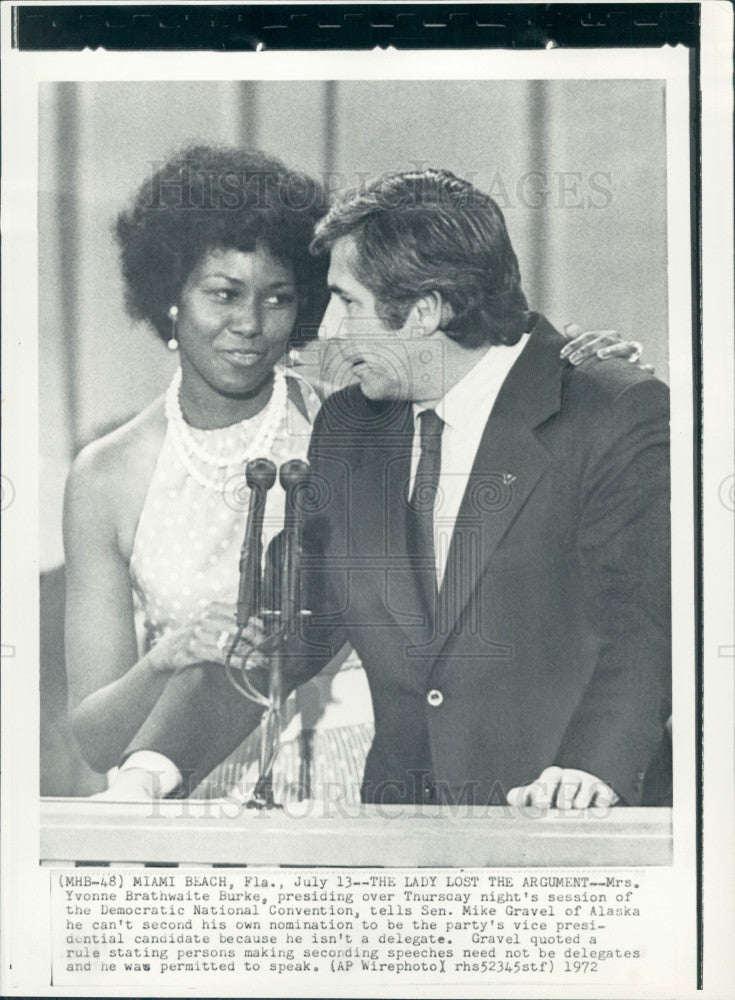 1972 CA Politician Yvonne Brathwaite Burke Press Photo - Historic Images