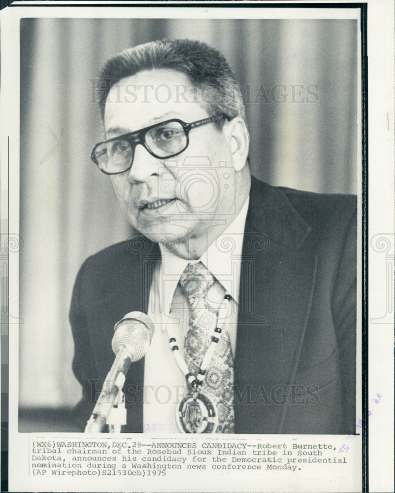 1975 Robert Burnett Nat&#39;l Cong Amer Indians Press Photo - Historic Images