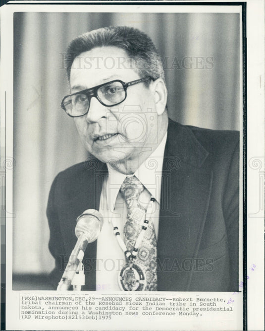 1975 Robert Burnett Nat'l Cong Amer Indians Press Photo - Historic Images