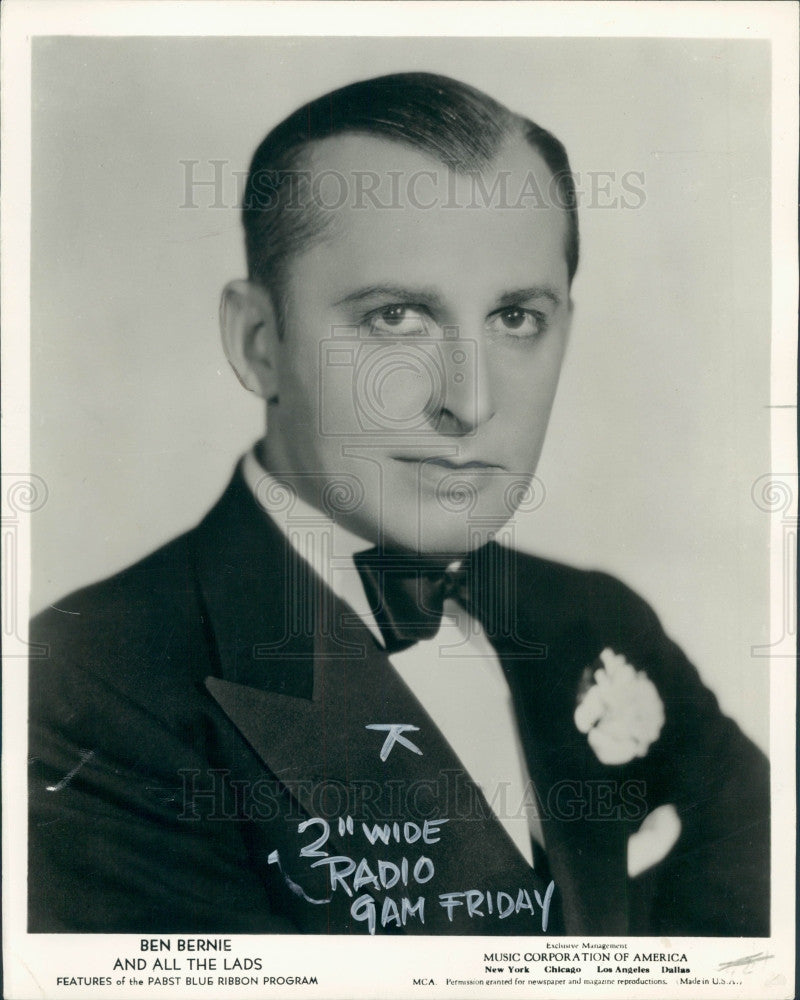 1935 Orchestra Leader Ben Bernie Press Photo - Historic Images