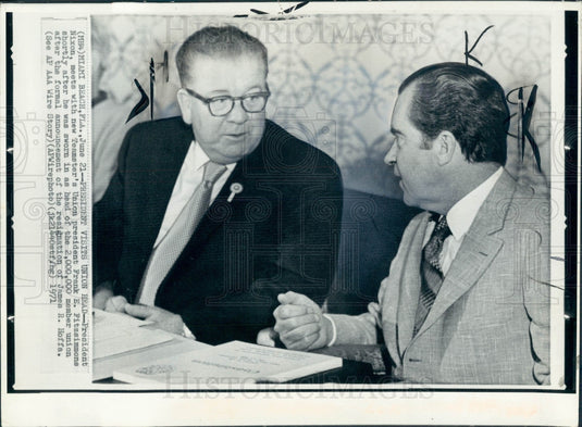 1971 US Pres Nixon Teamsters Pres Fitzsimmons Photo - Historic Images
