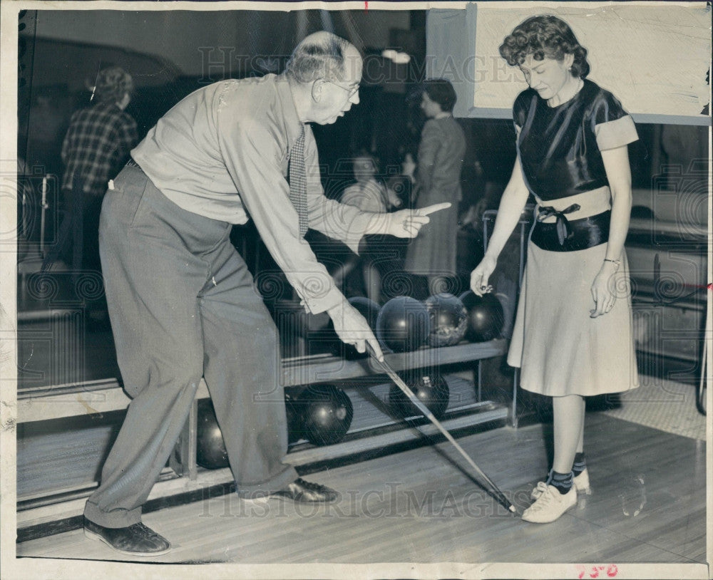 1947 Detroit Times Bowling School Press Photo - Historic Images