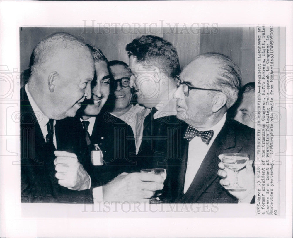 1960 US Pres Eisenhower Uruguay Favrega Press Photo - Historic Images