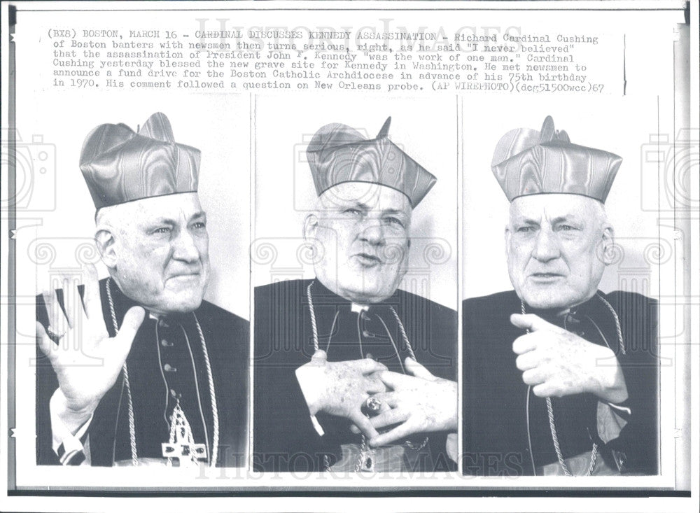 1967 Boston MA Richard Cardinal Cushing Press Photo - Historic Images