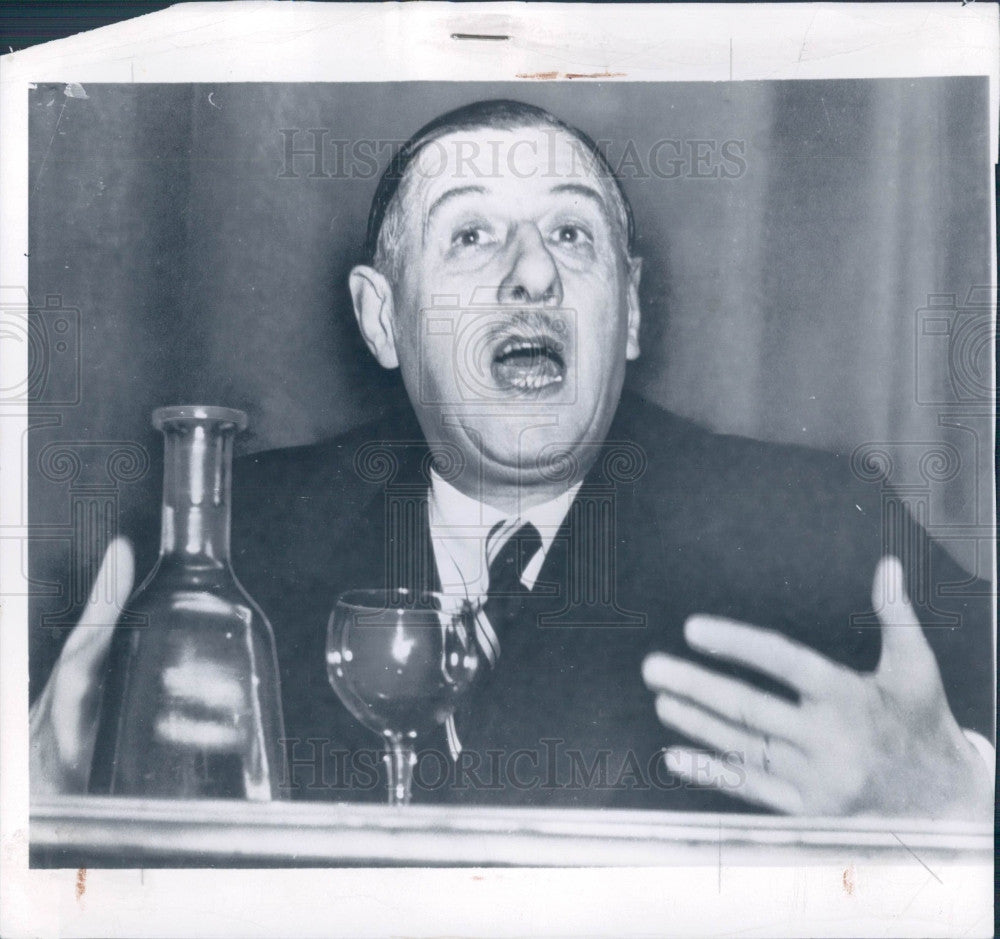 1947 France President Charles de Gaulle Press Photo - Historic Images