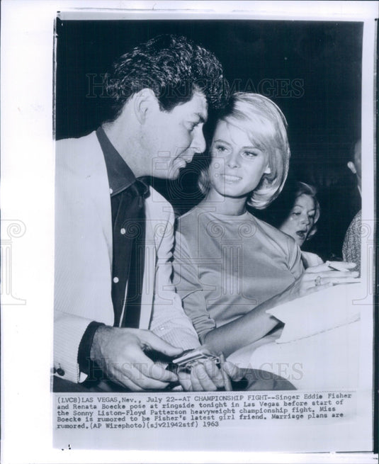 1963 Singer Eddie Fisher & Renata Boecke Press Photo - Historic Images