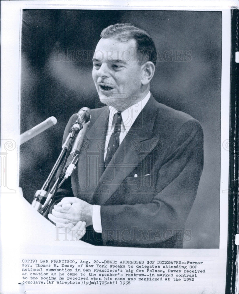 1956 New York Governor Thomas Dewey Press Photo - Historic Images