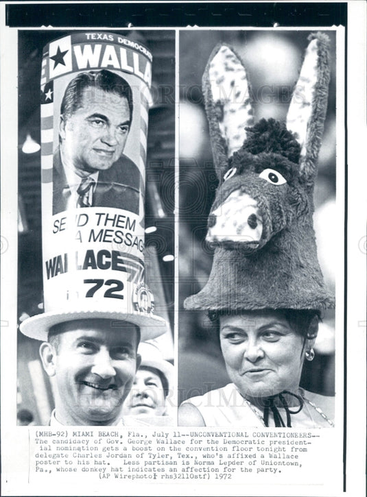 1972 FL Democratic Natl Conv George Wallace Press Photo - Historic Images