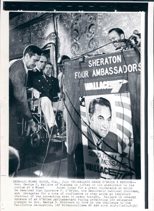 1972 FL Democratic Natl Conv George Wallace Press Photo - Historic Images