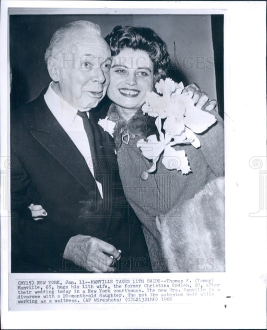 1960 Tommy Manville Asbestos Heir & Wife 11 Press Photo - Historic Images
