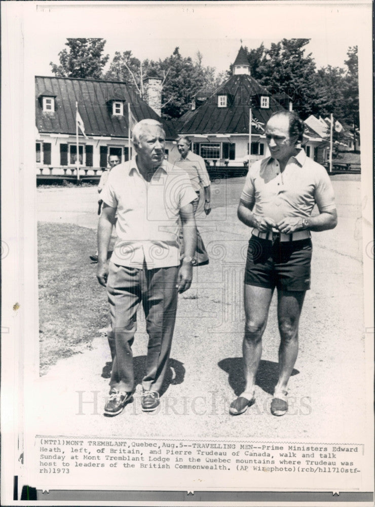 1973 British PM Edward Heath Canada Trudeau Press Photo - Historic Images