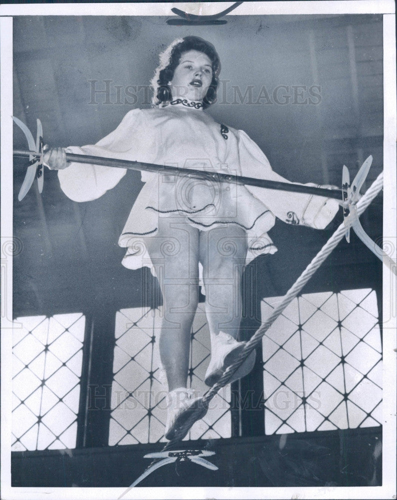 1957 France WR Rope Walker Francine Pary Press Photo - Historic Images