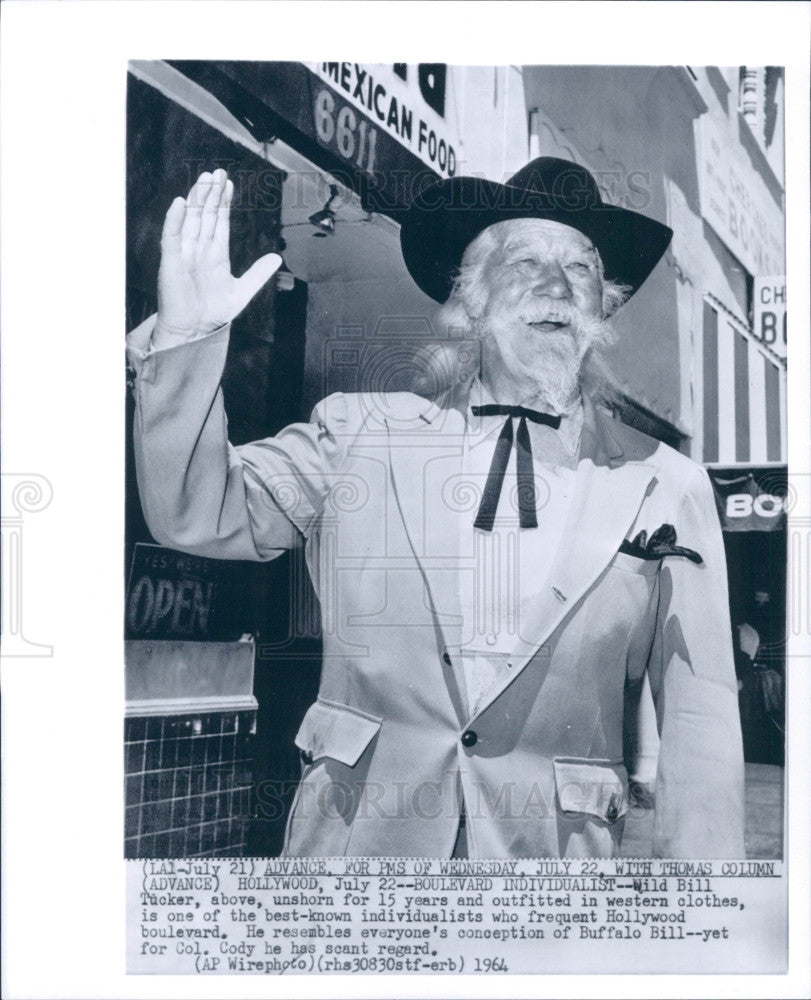 1964 Hollywood Character Wild Bill Tucker Press Photo - Historic Images