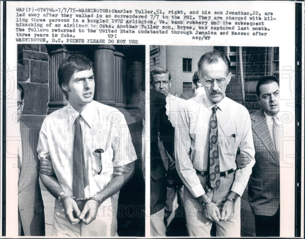 1975 Bank Robber/Hijacker Charles Tuller Press Photo - Historic Images