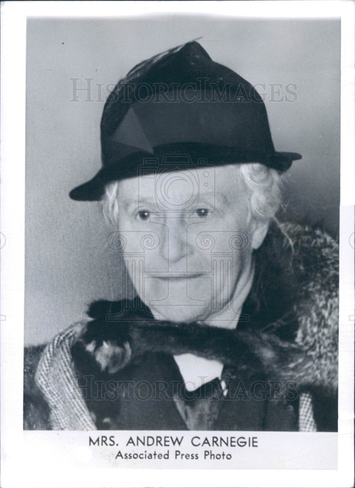 1941 Mrs Andrew Carnegie Press Photo - Historic Images