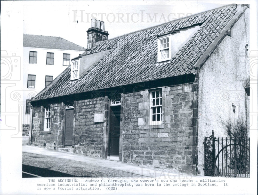 1969 Andrew Carnegie Birthplace Scotland Press Photo - Historic Images