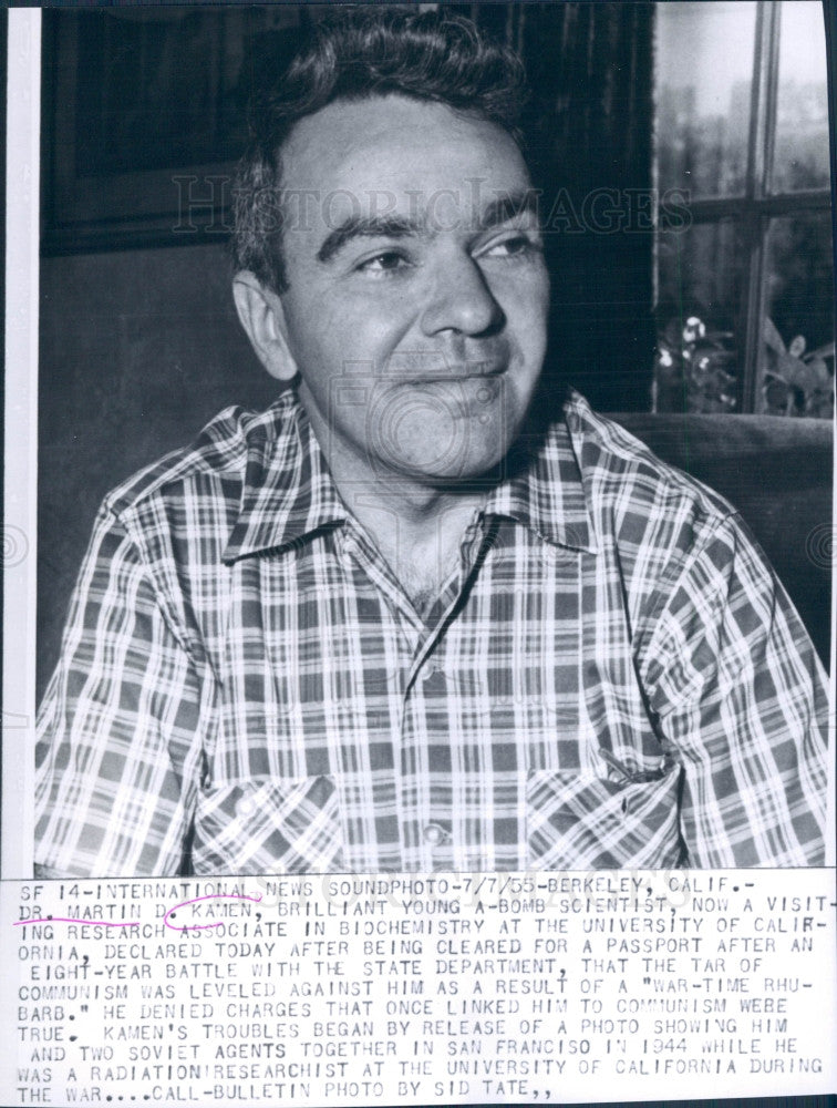 1955 Atom Scientist Dr Martin Kamen Press Photo - Historic Images