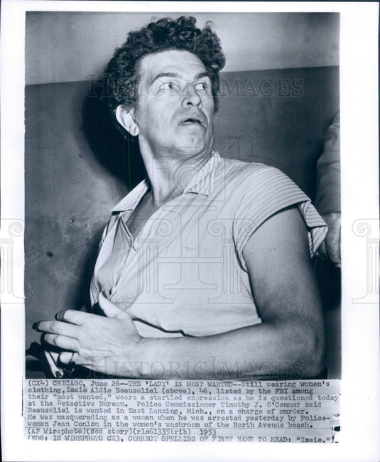 1953 E Lansing MI Murderer Isaie Beausoliel Press Photo - Historic Images