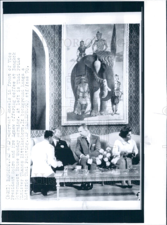 1970 US VP Agnew & Thai PM Kittikachorn Press Photo - Historic Images