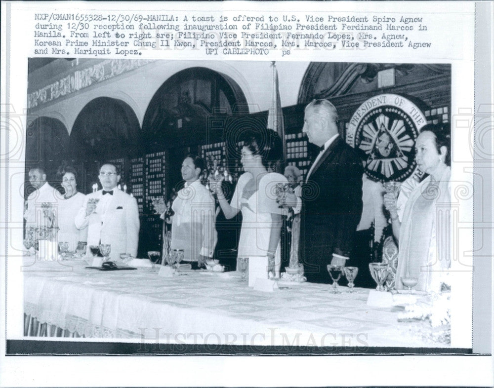 1969 Agnew/Ferdinand Marcos/Chung Il-Kwon Press Photo - Historic Images