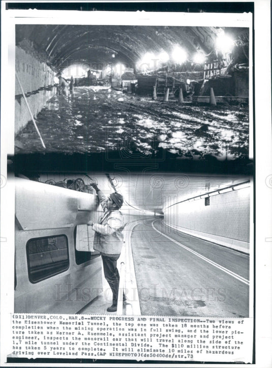 1973 Denver CO Eisenhower Memorial Tunnel Press Photo - Historic Images