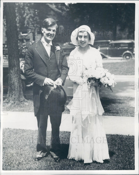1931 Windsor William Teahan & Bride Press Photo - Historic Images