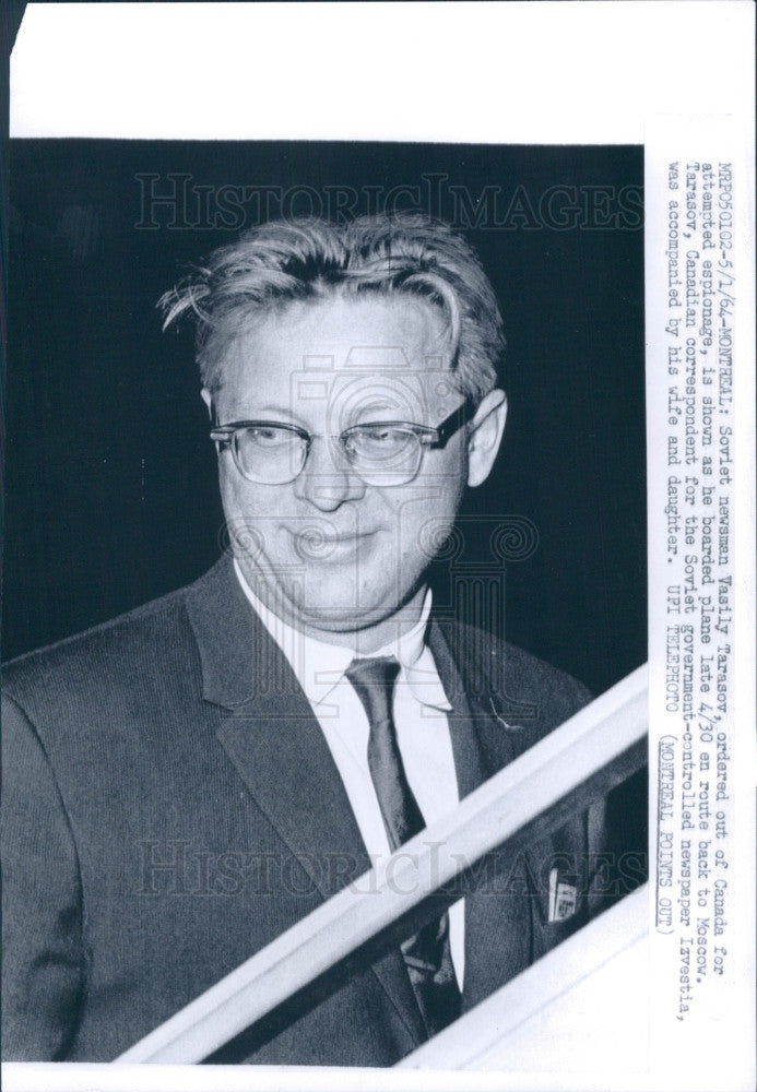 1964 Soviet Newsman Vasily Tarasov Press Photo - Historic Images