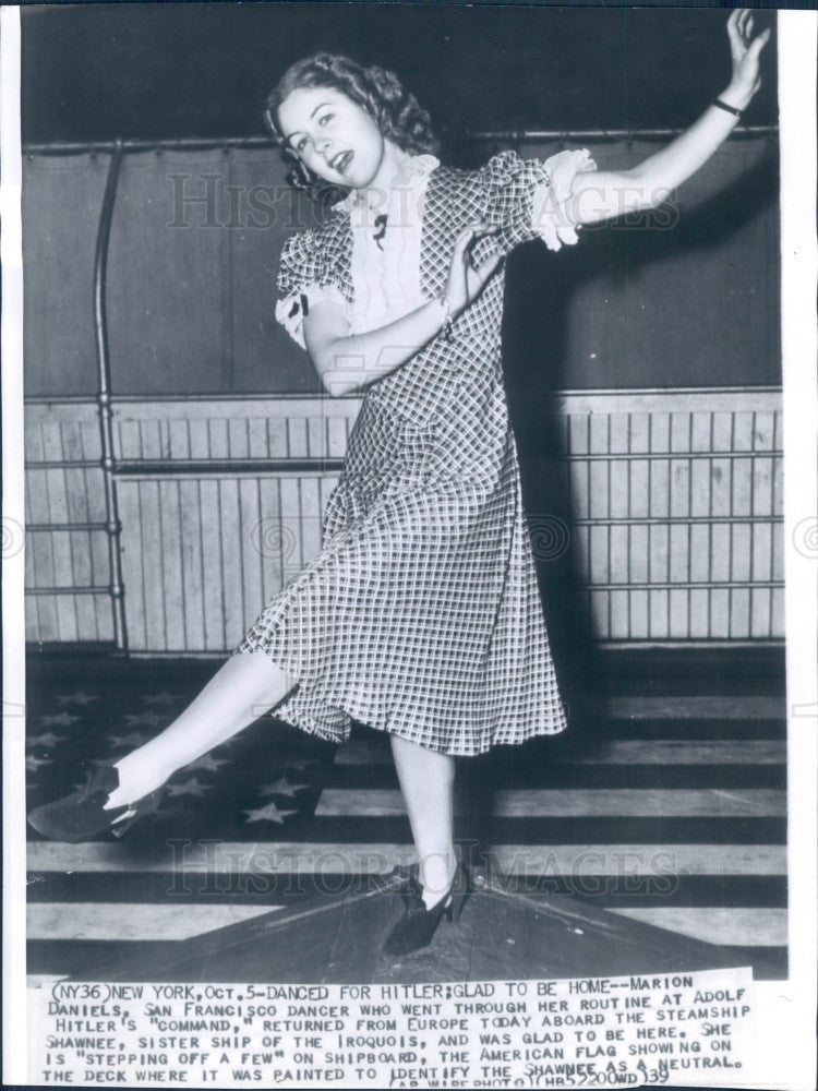 1939 Actress/Dancer Marion Daniels Press Photo - Historic Images