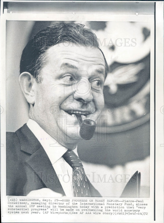 1972 IMF Pierre-Paul Schweitzer Press Photo - Historic Images