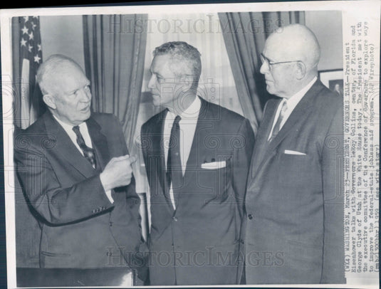 1959 Gov FL Collins UT Clyde US Pres Eisenhower Photo - Historic Images