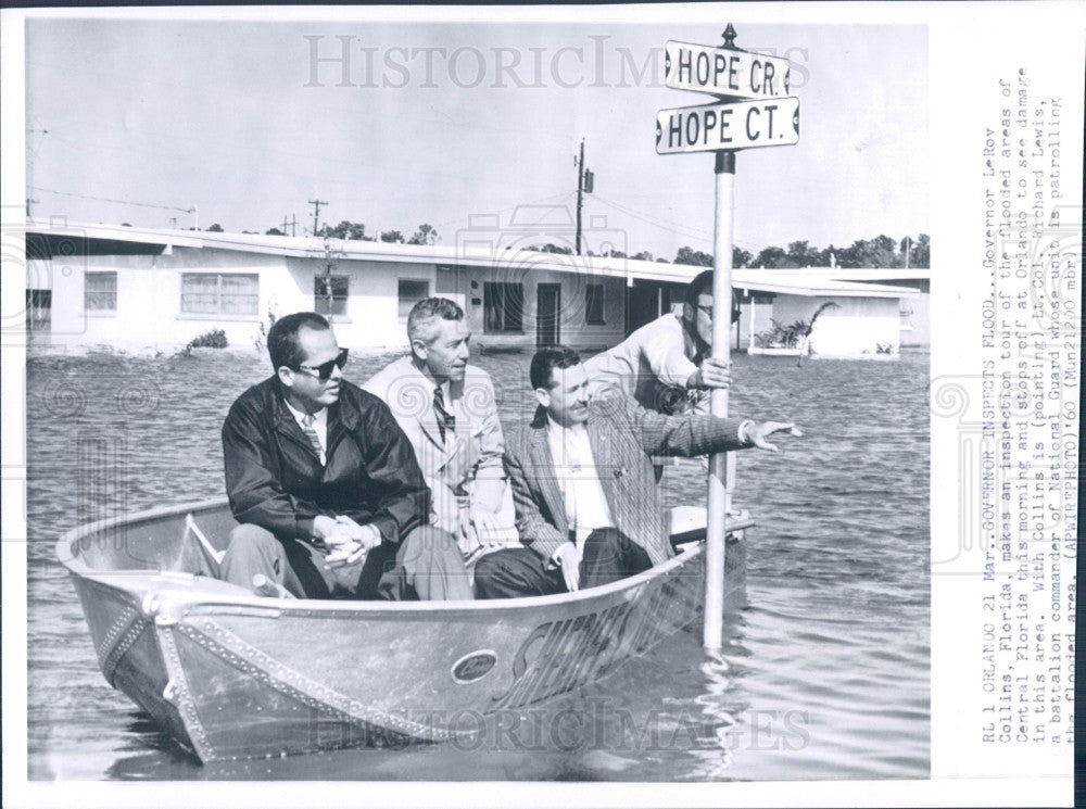 1960 Flooded Florida Governor LeRoy Collins Press Photo - Historic Images