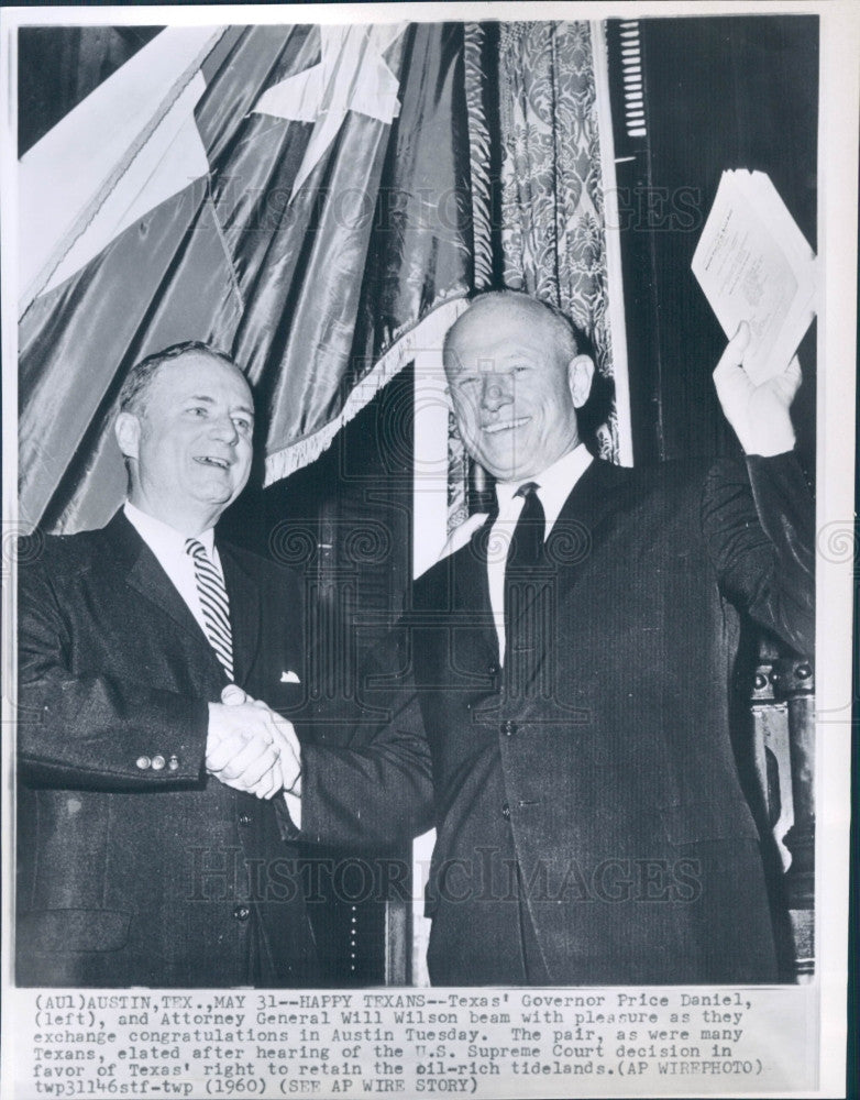 1960 TX Gov Daniel &amp; Atty Gen Wilson Press Photo - Historic Images