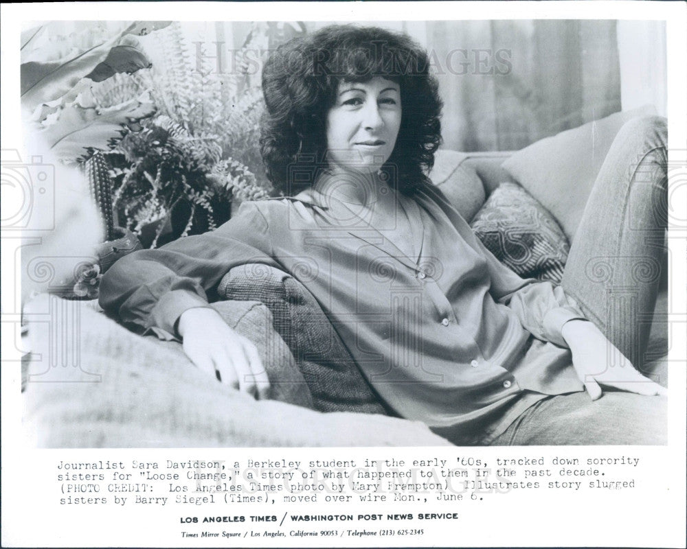 1977 Author Sara Davidson Press Photo - Historic Images