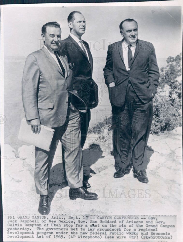 1965 NM Gov Campbell/AZ Goddard/UT Hampton Press Photo - Historic Images