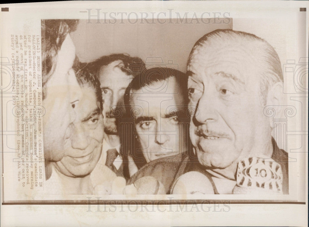 1973 Argentine President Hector Campora Press Photo - Historic Images