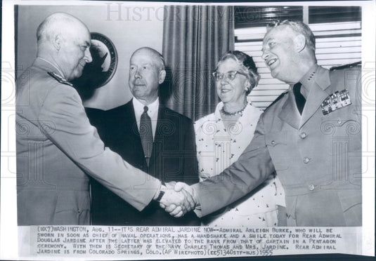 1955 US Admiral Arleigh Burke Press Photo - Historic Images