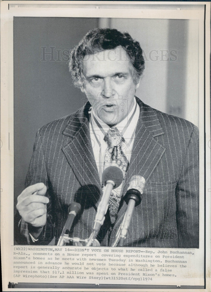 1974 Alabama Rep John Buchanan Press Photo - Historic Images