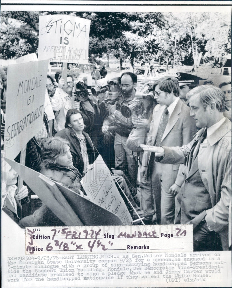 1976 Walter Mondale Mich State Univ Press Photo - Historic Images