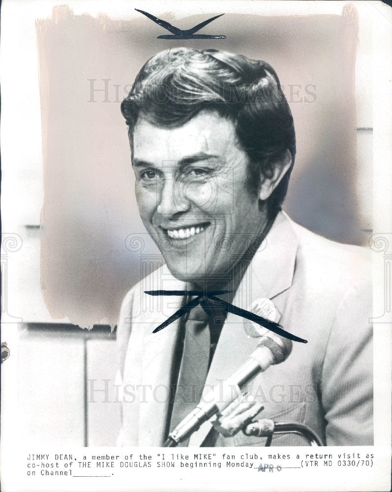 1972 Singer Jimmy Dean Press Photo - Historic Images