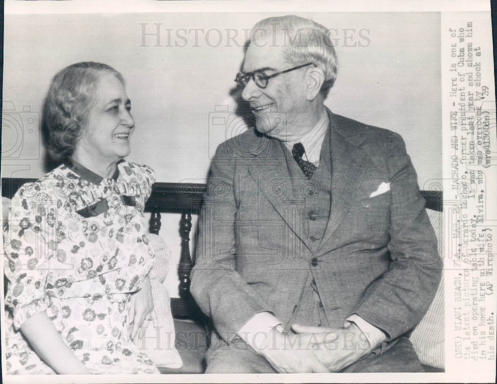 1939 Cuba President Gerardo Machado Press Photo - Historic Images