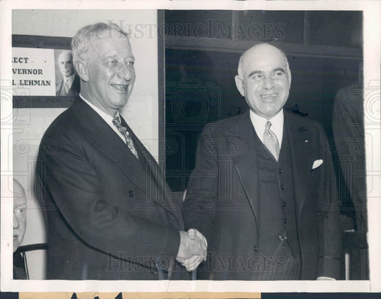 1934 NY Gov Herbert Lehman & Alfred Smith Press Photo - Historic Images