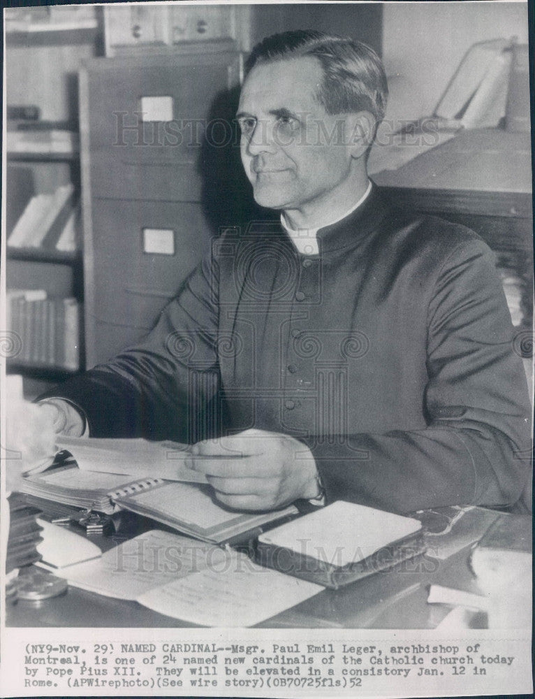 1952 Montreal Cardinal Paul Leger Press Photo - Historic Images