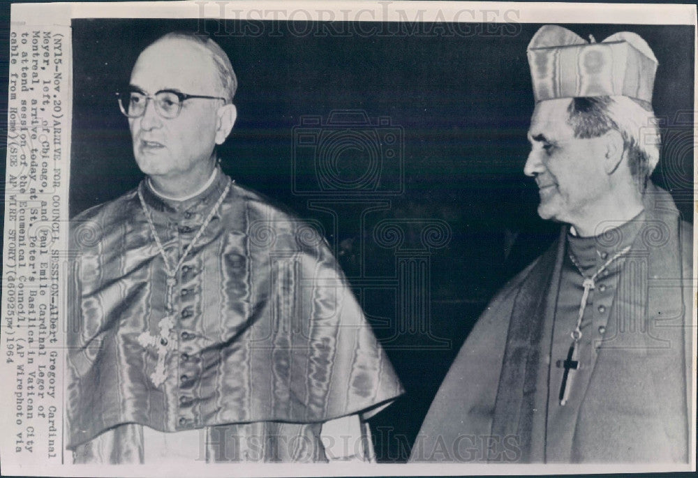 1964 Cardinals Paul Leger &amp; Albert Meyer Press Photo - Historic Images