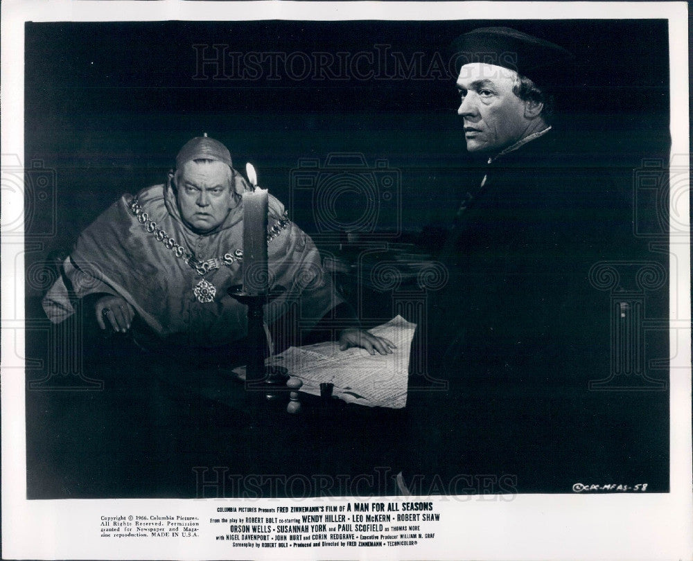 1967 Actors Orson Welles and Paul Scofield Press Photo - Historic Images