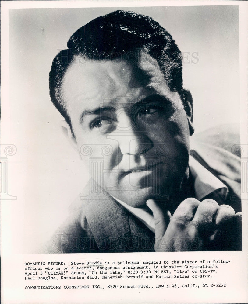 1958 Actor Steve Brodie Press Photo - Historic Images