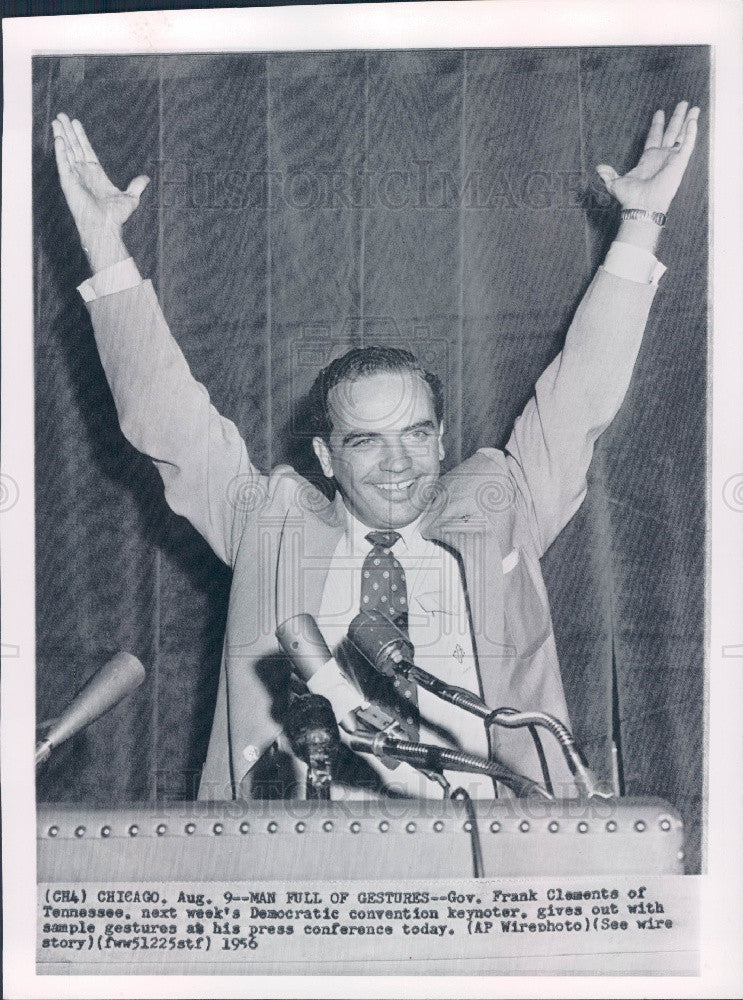 1956 TN  Governor Frank Clement Press Photo - Historic Images