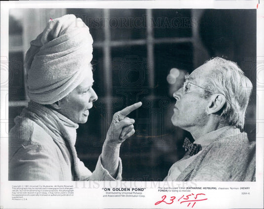 1981 Actors Henry Fonda & Katharine Hepburn Press Photo - Historic Images
