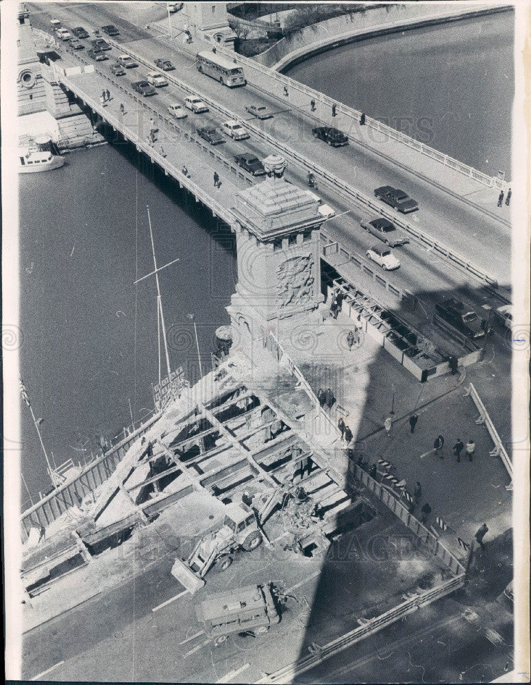 1971 Chicago IL Michigan Ave Construction Press Photo - Historic Images